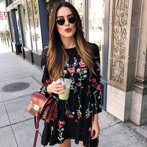 Zara embroidery flower dress
